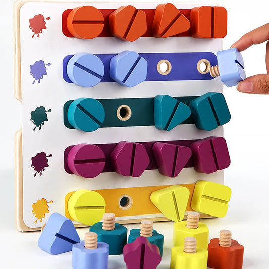 Toy Montessori ™ -  Wooden Screw Blocks